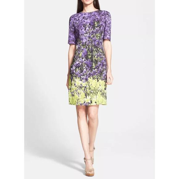 Escada purple poppy Floral Print Sheath Dress - Picture 1 of 16